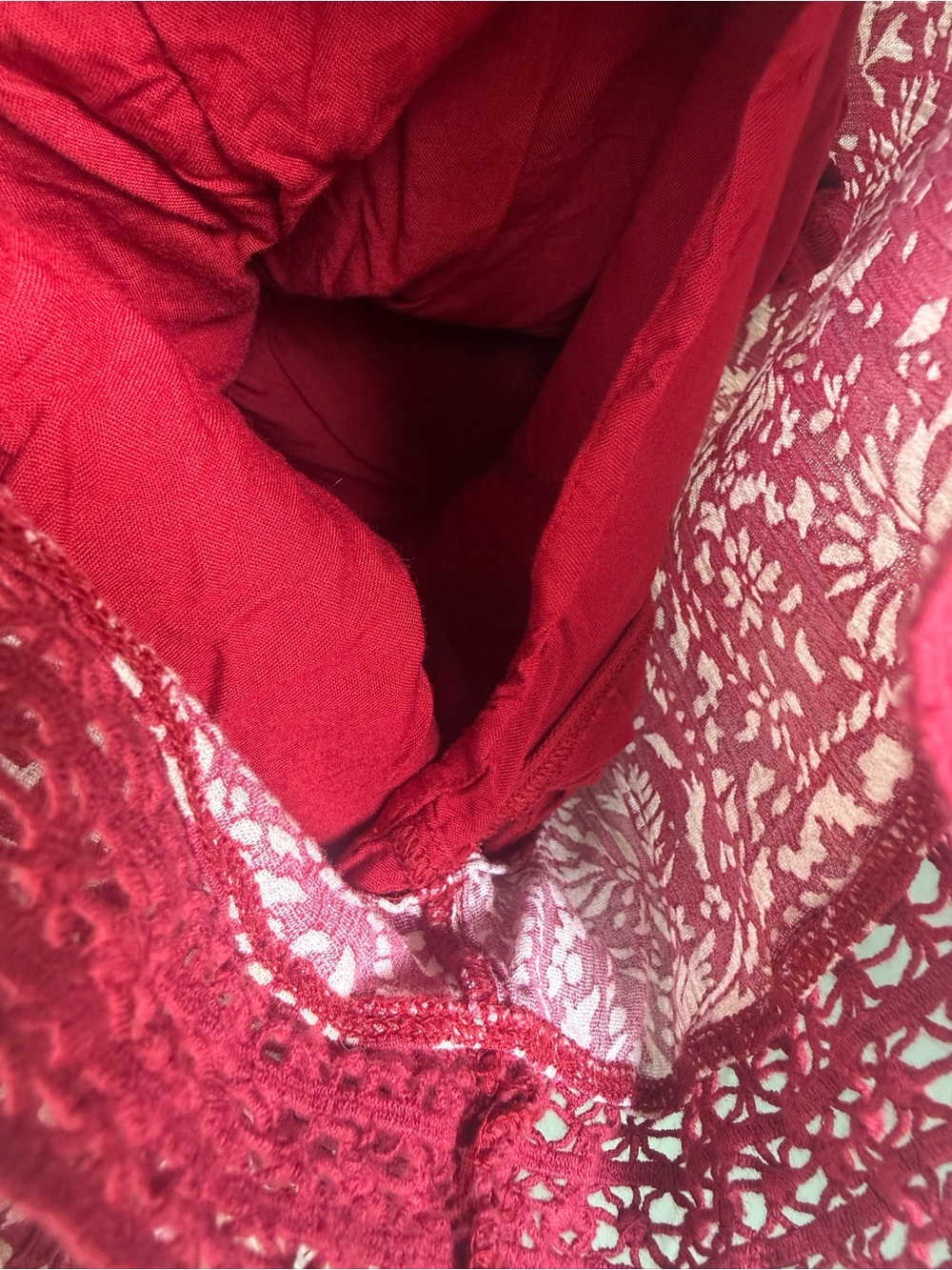 Abercrombie & Fitch Floral Lace Trim Romper Size Small Red Boho - Picture 8 of 10